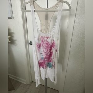 Express Graphic Tunic Razor Back Tank Size XS (stained & Discolored)